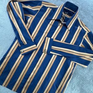 Le Dernier Cri Vintage 70s Striped Shirt Mens L Blue Tan Excellent West Germany